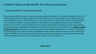 Online Classes to Boost SSC JE 2023 preparations