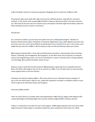 Is BCA The Better Choice For Commerce Students