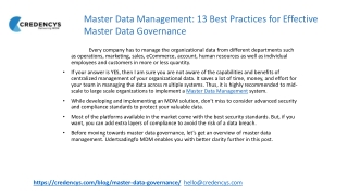 Master Data Management 13 Best Practices for Effective Master Data Governance