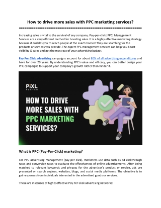 How to drive more sales with PPC marketing services