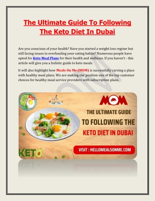 The Ultimate Guide To Following The Keto Diet In Dubai