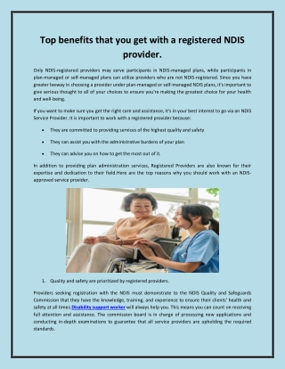 Top benefits that you get with a registered NDIS provider