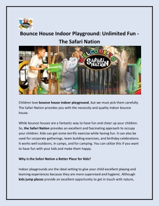 Bounce House Indoor Playground - The Safari Nation