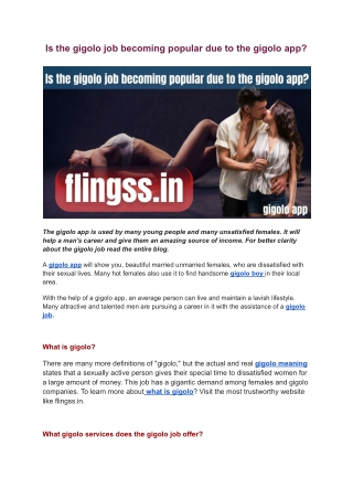 Is the gigolo job becoming popular due to the gigolo app