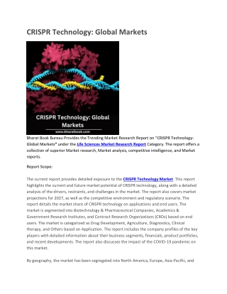 CRISPR Technology, Global Markets