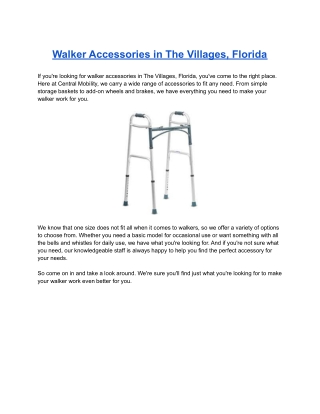 Walker Accessories in The Villages, Florida