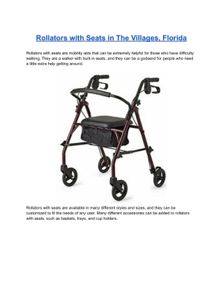 Rollators with Seats in The Villages, Florida