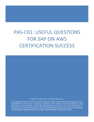 PAS-C01: Useful Questions for SAP on AWS Certification Success