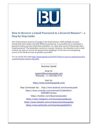 How to Recover a Gmail Password in a Secured Manner a Step by Step Guide