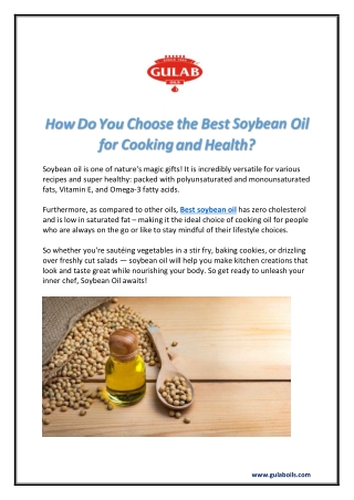 How Do You Choose the Best Soybean Oil for Cooking and Health