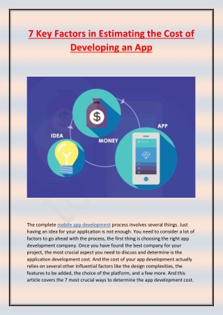7 Key Factors in Estimating the Cost of Developing an App