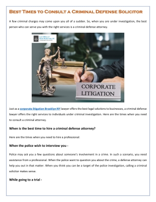 Best Times to Consult a Criminal Defense Solicitor