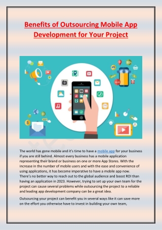 Benefits of Outsourcing Mobile App Development for Your Project