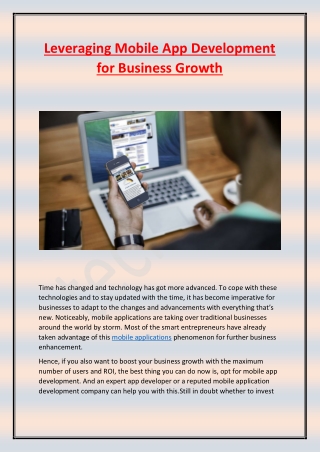 Leveraging Mobile App Development for Business Growth