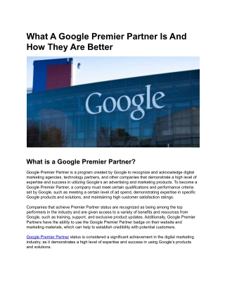 What A Google Premier Partner Is And How They Are Better