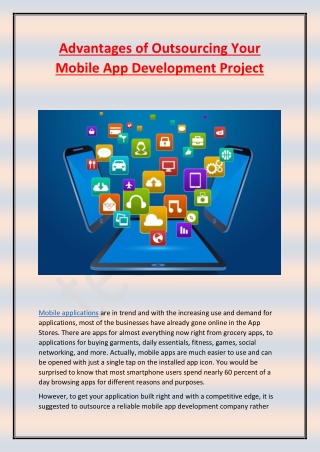 Advantages of Outsourcing Your Mobile App Development Project