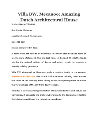 Villa BW, Mecanoo: Amazing Dutch Architectural House