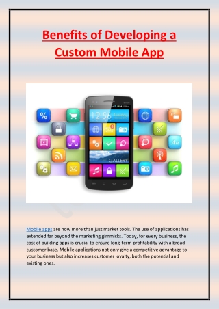 Benefits of Developing a Custom Mobile App