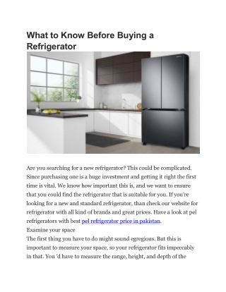 What to Know Before Buying a Refrigerator