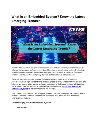 What is an Embedded System_ What are the latest Emerging trends in this_