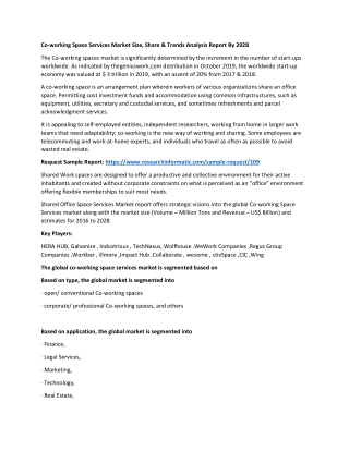 Co-working Space Services Market Size, Share & Trends Analysis Report By 2028