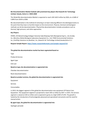 Bio-Decontamination Market Outlook with prominent key players like Howorth Air T