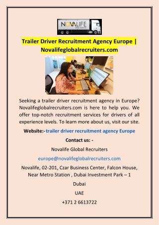 Trailer Driver Recruitment Agency Europe | Novalifeglobalrecruiters.com