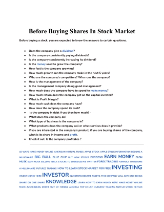 Before Buying Shares In Stock Market