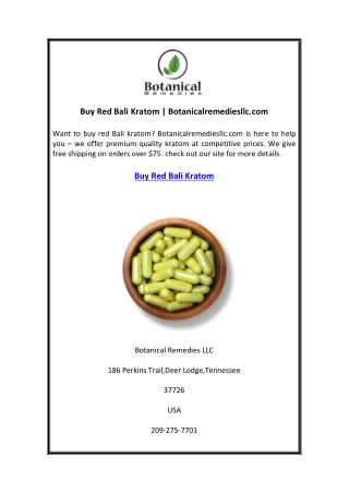 Buy Red Bali Kratom  Botanicalremediesllc.com