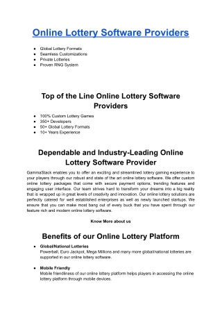 Online Lottery Software Providers-update