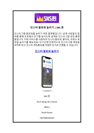 인스타 팔로워 늘리  SNS퀸