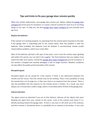Tips and tricks to fix your garage door remote quickly