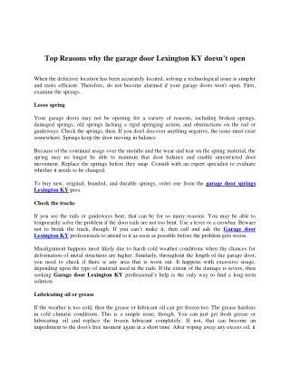 Top Reasons why the garage door Lexington KY doesn’t open