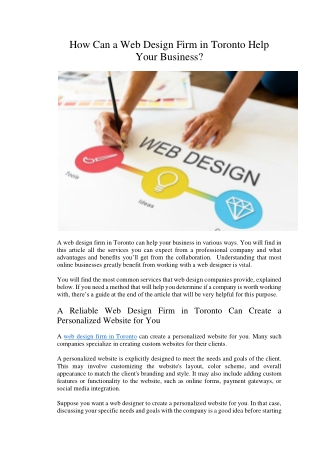 How Can a Web Design Firm in Toronto Help Your Business?