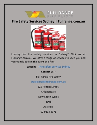 Fire Safety Services Sydney  Fullrange.com