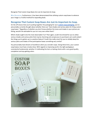 Recognize That Custom Soap Boxes Are Just As Important As Soap.docx