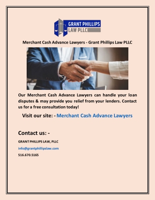 Merchant Cash Advance Lawyers  Grant Phillips Law PLLC