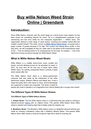 Buy willie Nelson Weed Strain Online _ Greendank