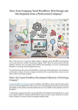 Does Your Company Need WordPress Web Design and Development from a Professional Company