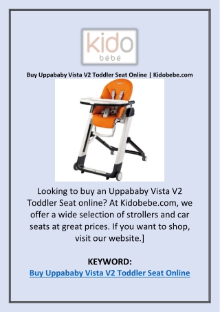 Buy Uppababy Vista V2 Toddler Seat Online | Kidobebe.com