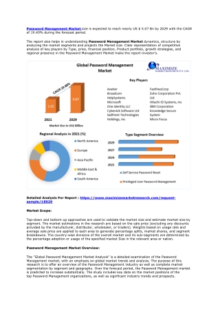 Password Management Market -Global Forecast and Analysis (2022-2029)