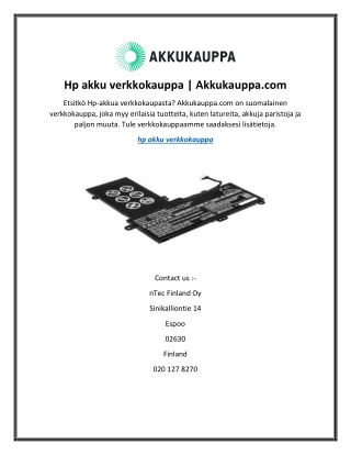 Hp akku verkkokauppa  Akkukauppa.com