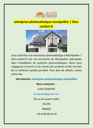 entreprise photovoltaique montpellier | Ilios-confort.fr