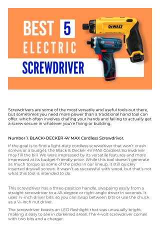 Best Electric Screwdriver (Top 5 Picks)