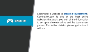 Create A Tournament  Kombatlink.com