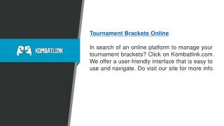 Tournament Brackets Online  Kombatlink.com