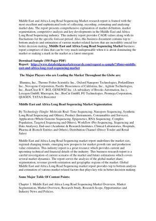 Middle East and Africa Long Read Sequencing Market
