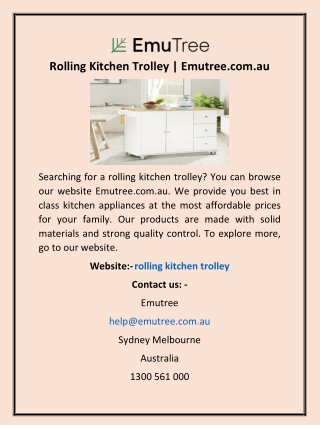 Rolling Kitchen Trolley | Emutree.com.au