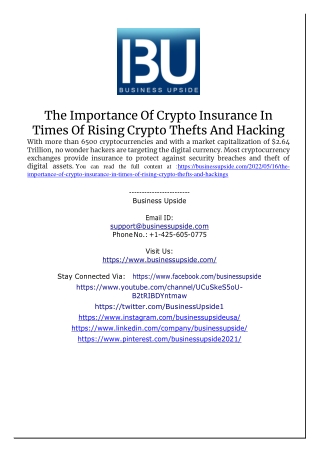 The Importance of Crypto Insurance in Times of Rising Crypto Thefts and Hackings