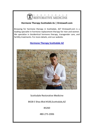 Hormone Therapy Scottsdale Az  Drstowell.com